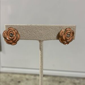 Floral Stud Earrings in Peach and Gold